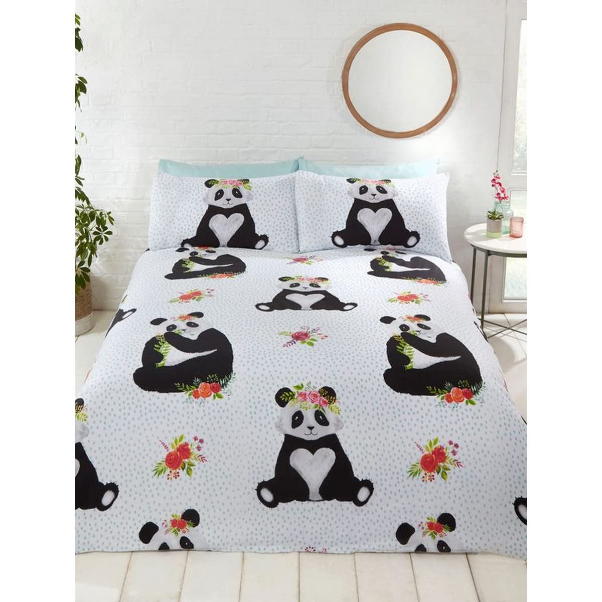 Rapport Home Rapport Panda Fun-Filled, Duvet Set, Cotton, Multi,2 pieces, Size: Single-135cm x 200cm