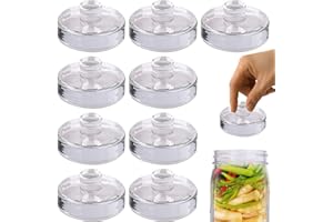 Eleganttime 9 Pack Glass Fermentation Weights with Easy Grip Handle, Heavy Fermenting Lids Canning Weight Kit for Wide Mouth Pickling Mason Jars