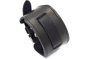 Fusamk Punk Rock Belt Buckle Bracelet Adjustable Wide Leather Cuff Bracelet