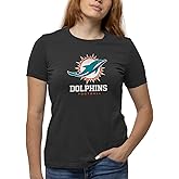 Team Fan Apparel Women's NFL Ultimate Fan Logo Short Sleeve T-Shirt - 100% Cotton - Officially Licensed - Tagless Tee (Miami Dolphins - Black, X-Large)