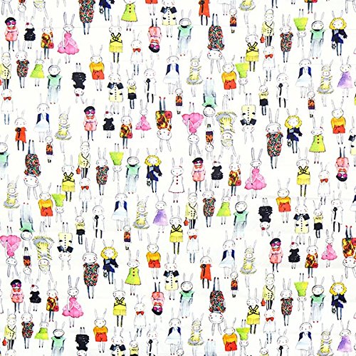 Fabulous Fabrics Steppstoff Fashion Bunnies — Meterware ab 0,5m — zum Nähen von Jacken und Mänteln, Innenfuttern und Kinderbe