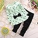 Asherangel Baby Girl Cute 2pcs Set Children Clothes Suit Top and Pants Light Green Age(4T)