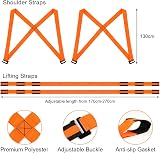 URAQT 2-Person Lifting Straps 2 Pcs Anti-Slip Orange 4.5cm 800 lbs Load view 2