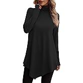 JUSTFASHIONNOW Turtle Neck Shirts for Women Long Sleeve Tunic Tops to Wear with Leggings Dressy Casual Fall Clothes 2025