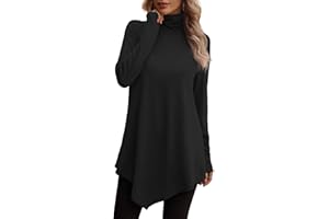 JUSTFASHIONNOW Turtle Neck Shirts for Women Long Sleeve Tunic Tops to Wear with Leggings Dressy Casual Fall Clothes 2025