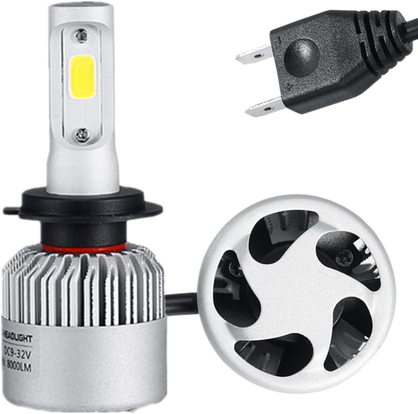 RSSONG H7 LED Headlight Bulbs All-in-One Conversion Kit COB Chips 2X36W 2X8000LM Per Pair 6500K Cool White H7 Bulbs [Energy Class A++]
