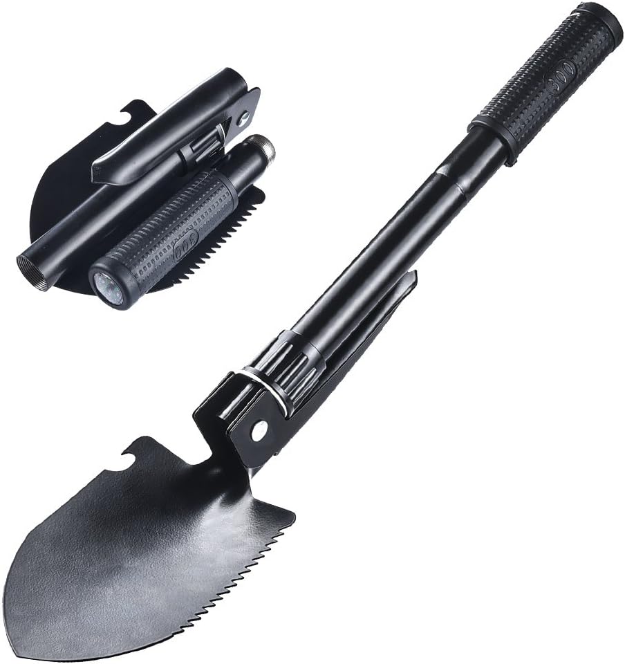 HWeggo Military Folding Shovel Multi-function Folding Spade for Survival Camping, Hiking, Trekking, Gardening,Fishing Outdoor Activity