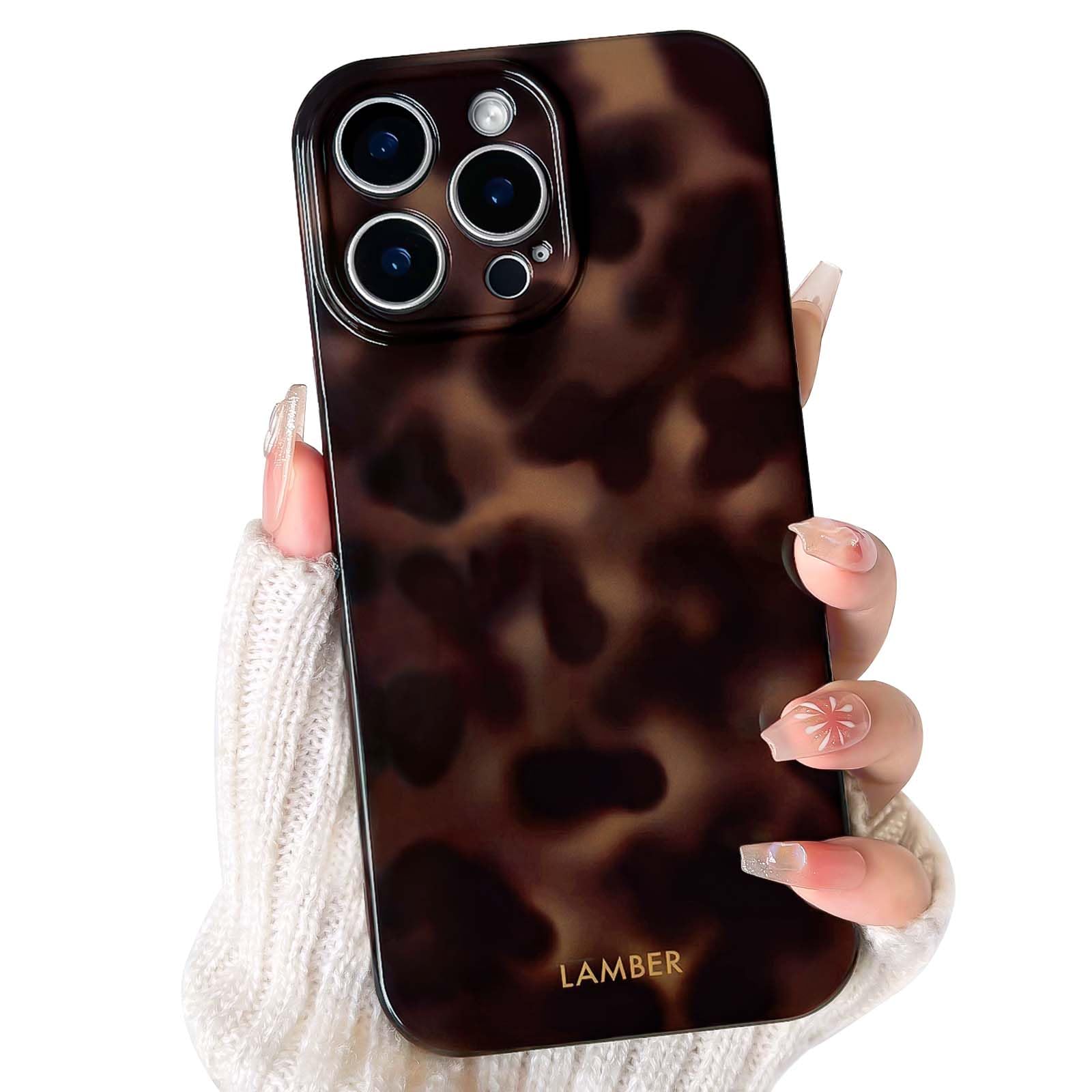 Photo 1 of NITITOP Compatible with iPhone 14 Pro Case Cute Stylish Leopard Print Amber Aesthetic Tortoise Design for Women Girls Men Soft TPU Shockproof Protective Cover - Brown