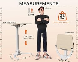 JOY worker Foldable Mobile Standing Desk, Pneumatic