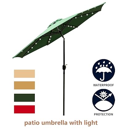 Backyard Dark Gray Deck Pool And Beach 12 Colors Abccanopy Solar Umbrellas Patio Umbrella 9 Ft Led Umbrellas 32led Lights With Tilt And Crank Outdoor Umbrella Table Umbrellas For Garden Pinnacleoilandgas Com
