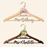 Bride Hanger Personalized Wooden Wedding Dress Hangers with Name | Bridesmaid Wedding Shower, Natural Wood with Smooth Finish, Strong Weight Capacity, Perfect Wedding Keepsake, Elegant Display