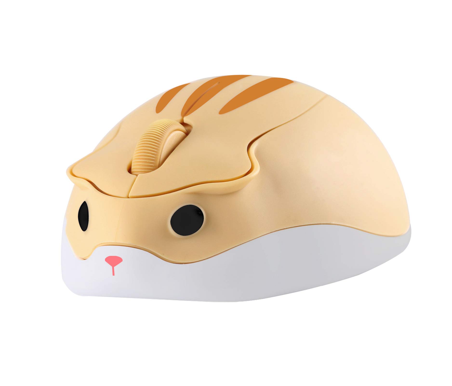 elec Space Cute Mini Hamster Shape Optical Mouse - Wireless, 1200 DPI, Noise Reduction, Ultra Portable Travel Mouse, 2.4 GHz USB Unifying Receiver, for PC, Mac, Laptop, Kids, Girl Gift (Yellow)