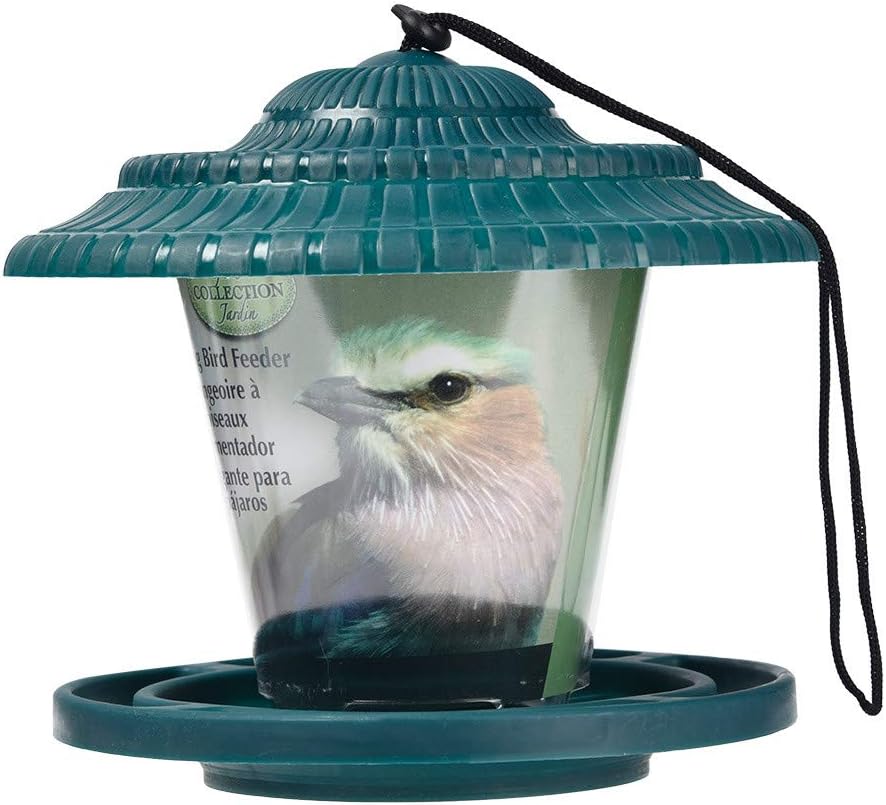 Oksea Bird Feeder Outdoor Hanging Seed Feeder Hexagon Shaped With Roof Garden Yard Decoration (B)