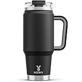 Meoky 32 oz Tumbler with Handle, Insulated Tumbler with Lid and Straw, Stainless Steel Travel Mug, Keeps Cold for 24 Hours, 100% Leak Proof, Fits in Car Cup Holder (Night)