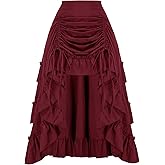 SCARLET DARKNESS Women's 2026 Summer Skirt Gothic Steampunk Skirt Renaissance High-Low Bustle Skirt