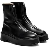 Coutgo Womens Front Zip Ankle Boots Comfortable Platform Flat Chunky Heel Booties Round Toe Casual Winter Snow Boots