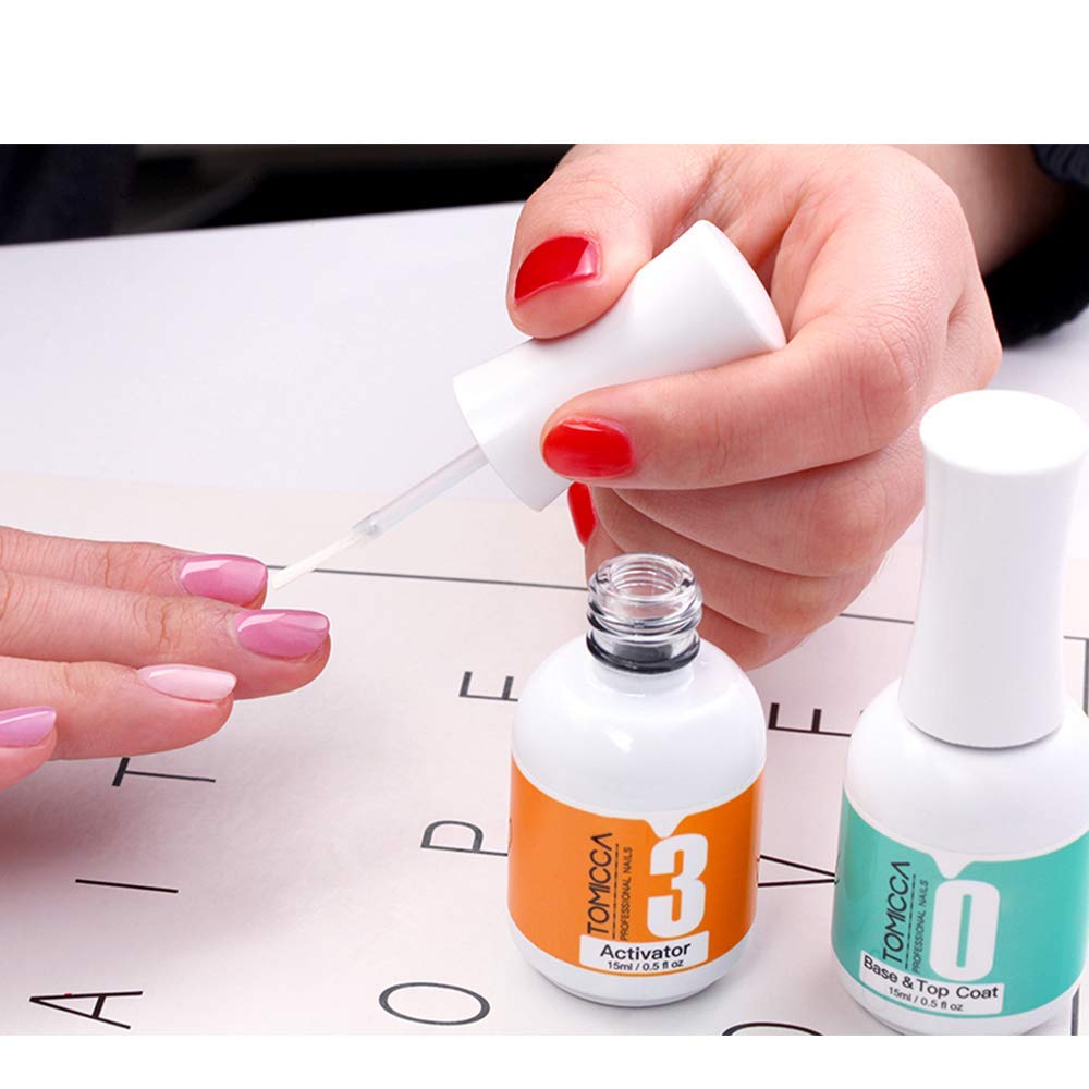 2 in 1 Top & Base Coat, Activator for Dip Powder System, 0.5 oz/ Bottle Dry Fast Easy to Apply No need UV/LED Cured : Beauty