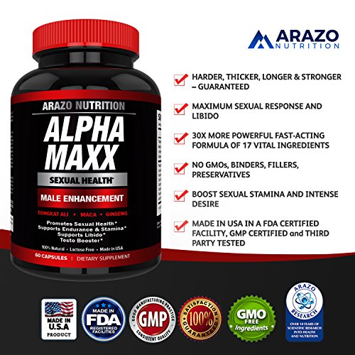 AlphaMAXX Male Enhancement Supplement Ginseng Muira Puama Tribulus 60