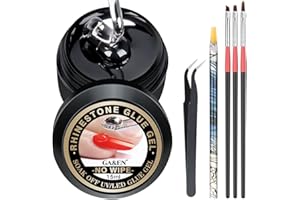 GA&EN 15ML NO WIPE Rhinestones Glue Gel LED Lamp Cure Needed 3 Brushes Tools 1 Rhinestones Pickup Pen 1 Tweezer Gem Stones Jewelry Diamond Beads Nail Polish Clear Decoration More Sticky&Thicker Nail Art