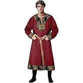 Men's Viking Tunic Medieval pirate Robe Renaissance Embroidered Costume