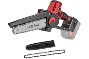 3D VO INN Mini Chainsaw for Milwaukee 18V Battery, Auto-Oiler, 8-Inch Brushless Cordless Pruning Chainsaw, 4000RPM for Wood Cutting, Tree Trimming (Battery Not Included) (Red)