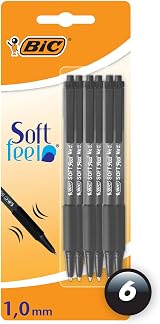 BIC Soft Feel Ballpoint Pens 1.0mm Retractable Black 6 Pack with Comfort Grip