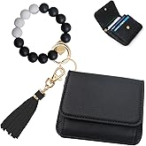 Sunpour Keychain Wallet RFID Wristlet Wallets for Women,Small Wallets Woman Key Chain Wallet with Coin Pocket and Id Window