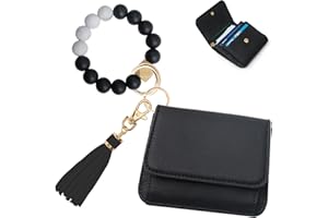 Sunpour Keychain Wallet RFID Wristlet Wallets for Women,Small Wallets Woman Key Chain Wallet with Coin Pocket and Id Window