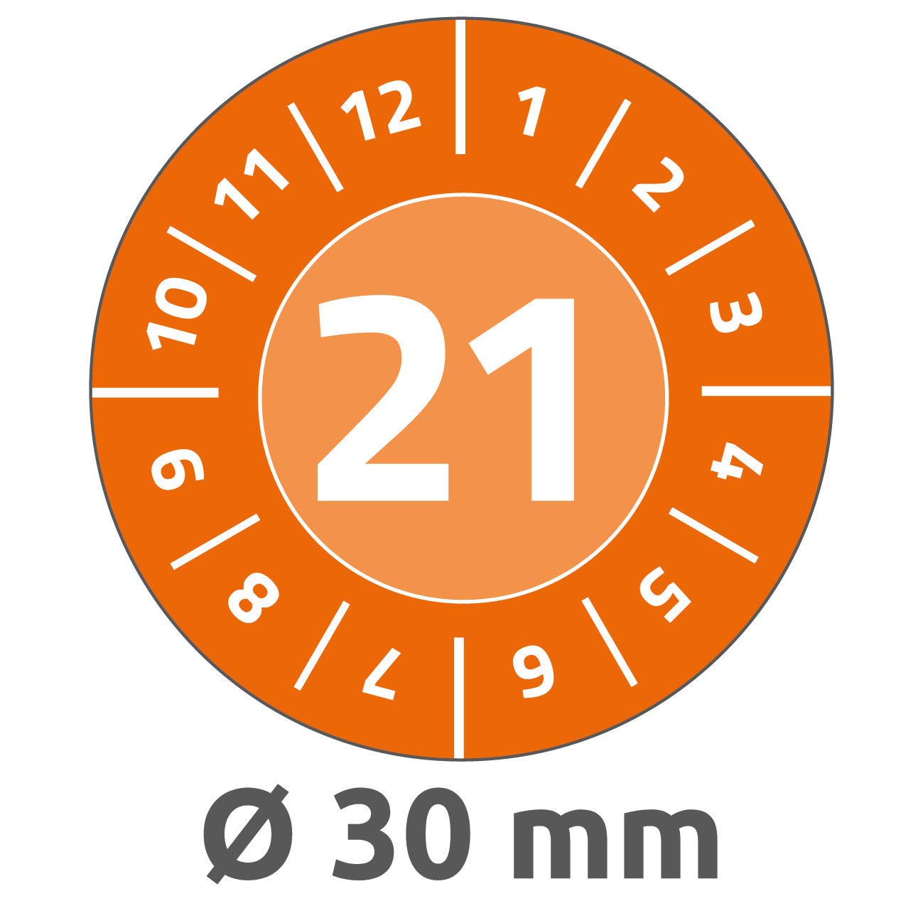 AVERY Zweckform 6944-2021 Resistant Year Test Badges 2021 (Strong Self-Adhesive, Small Size, Diameter 30 mm, 80 Stickers on 10 Sheets) Orange