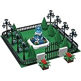 Nicolababe Building Block Education Toy - Street Lamp Street Light & Tree Fences Sets & Entrance Door and Park Fountain - Building Bricks Accessories - Compatible with Major Brands (Park Scene)