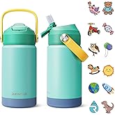 RAYMYLO Toddler Water Bottle Stainless Steel Insulated, 12 oz Kids Water Bottle for School Boys Girls, Toddler cups with Straw (Cold for 24 Hrs, Hot for 12 Hrs), Dishwasher Safe & BPA Free & Leakproof