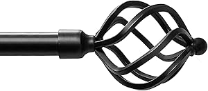 CHICOLOGY Curtain Rod Modern Farmhouse Twisted Cage Finial, 24 to 48 inches, 3. Matte Black - Brigitte,RDBGBK2448