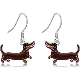 Dachshund Earrings 925 Sterling Silver Sausage Dog Dangle Drop Earrings Dachshund Jewelry for Women Dog Lovers