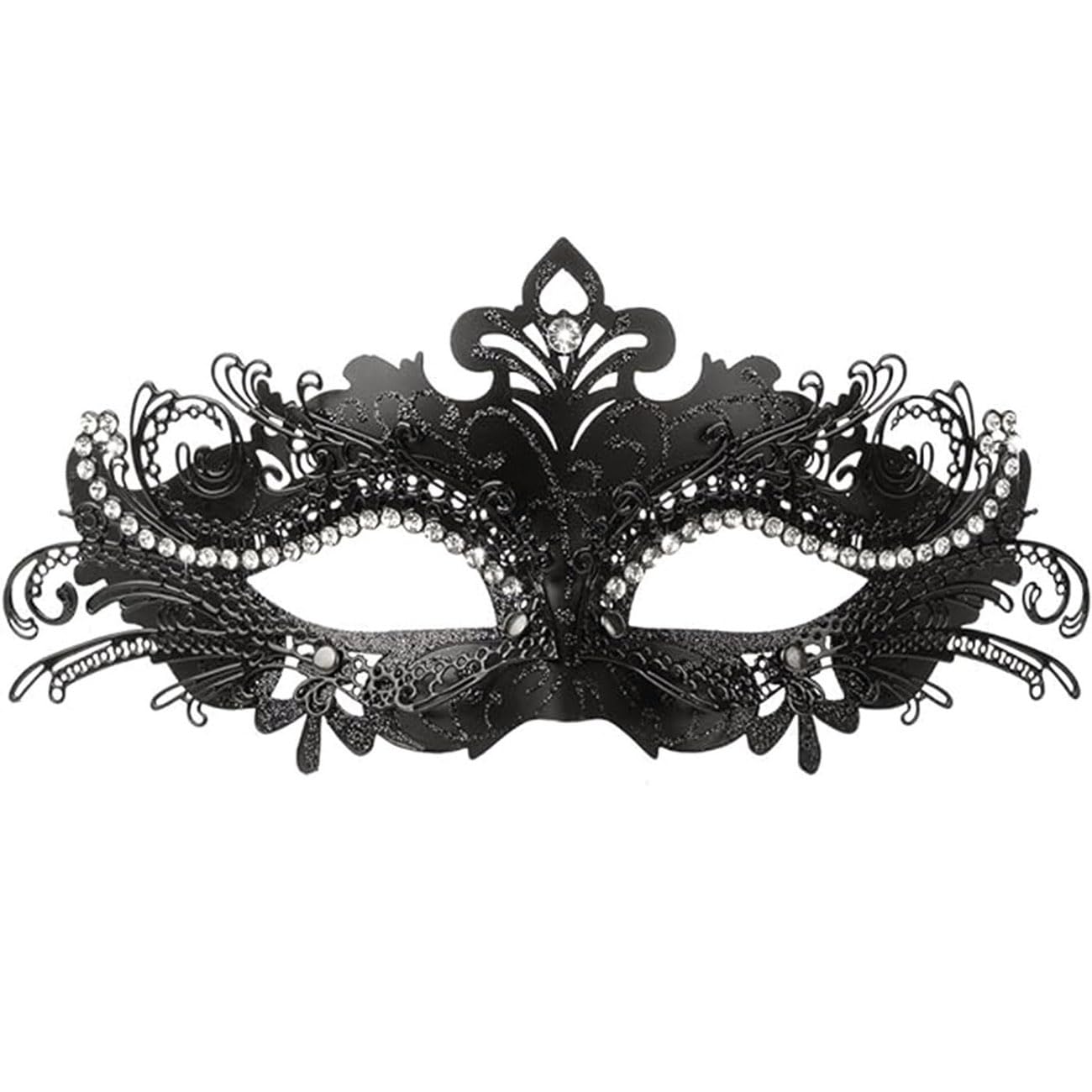 Black Venetian Mask | Traditional Venice Carnival Mask | Elegant Masquerade Ball Costume | One Size Adult with Integrated Elastic | Carnival, Halloween, Party | OriginalCorner® — image 1