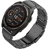 Luxury Titanium Fenix 8 51mm/7X/6X/5X Plus Band, 26mm Premium Metal Quickfit Bands Watch Strap with Swept Wing Clasp Compatible for Garmin Fenix 7X Pro/6X Pro/5X Plus/Enduro 3/Tactix 7 Bands