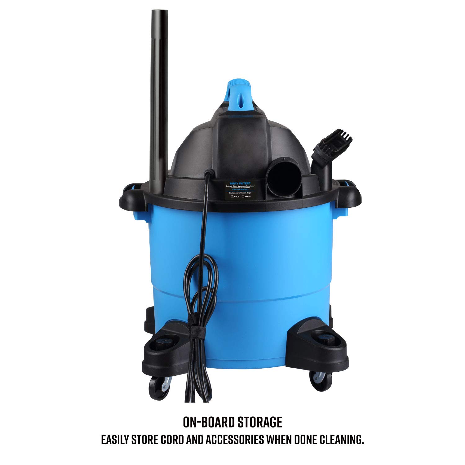 Vacmaster VJC507P 5-Gallon* 3 Peak HP** Wet/Dry Shop Vacuum, Blue, 5 gal