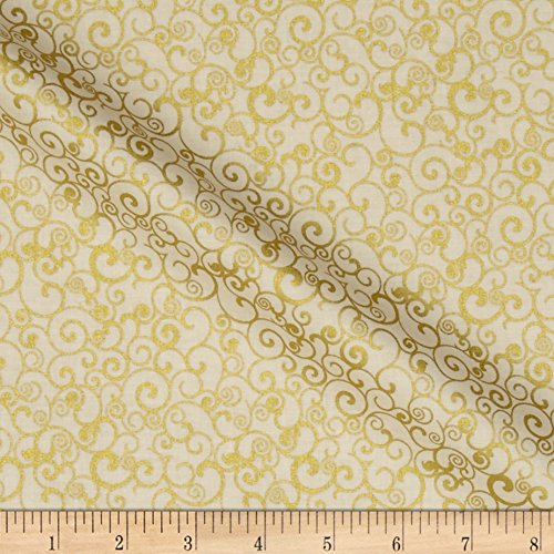 Penny Rose Joyous Christmas Sparkle Swirl Cream Fabric By The Yard