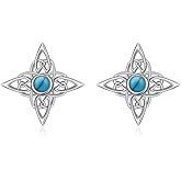 SHAOAN 925 Sterling Silver Celtic Knot Stud Earrings Turquoise Earring Jewelry Gifts for Women
