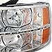 Xtune 2007-2013 Silverado, 2014 2500/3500 HD Chrome Headlights with LED Strip 2008 2009 2010 2011 2012