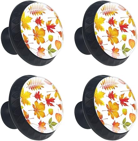 Yellow Maple Leaf Drawer Knob Pull Handle Crystal Glass Circle