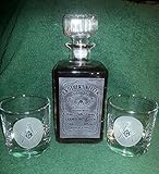 Personalized Square Masonic Whiskey Label Decanter - Hand Sand Etched