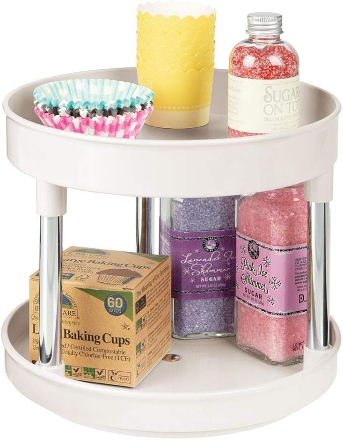 mDesign Lazy Susan Spice Rack 2Tier Kitchen Storage Unit with
