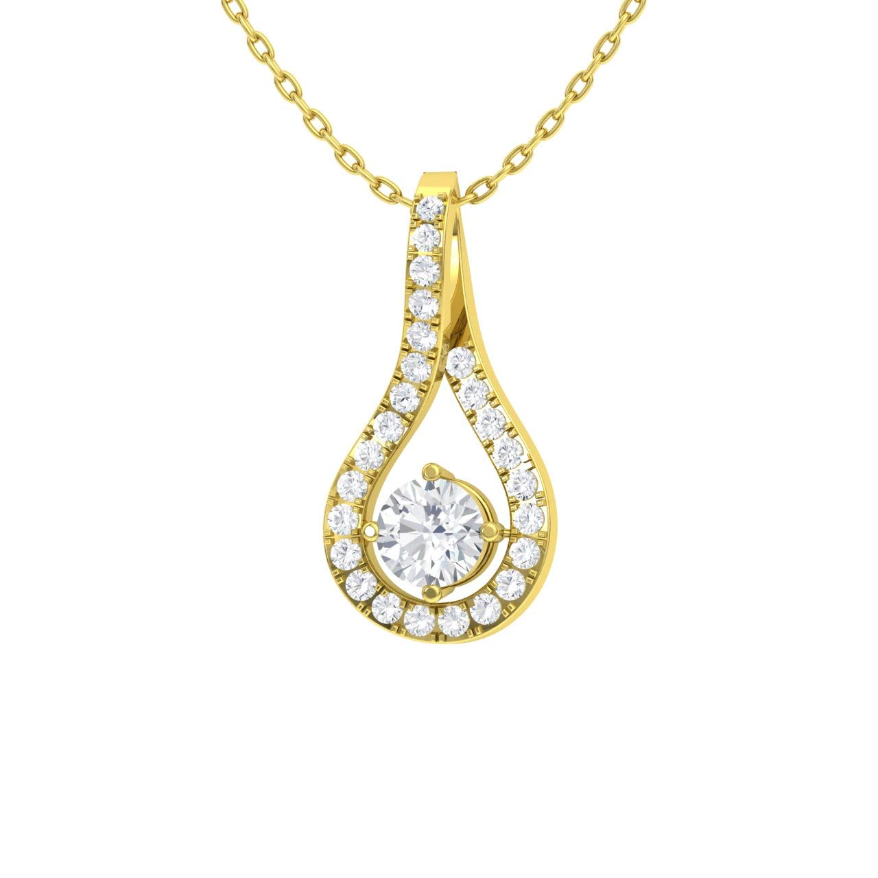 Diamondere Natural and Certified Diamond Drop Petite Necklace in 9ct White Gold | 0.29 Carat Pendant with Chain