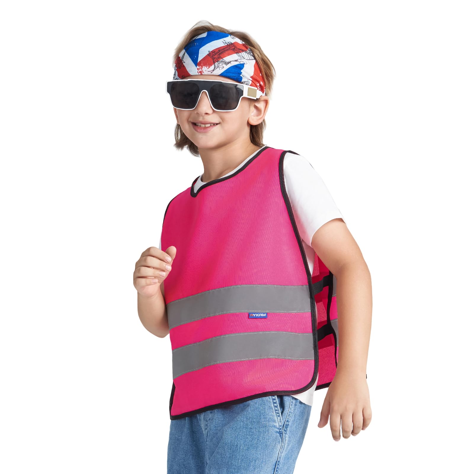 AYKRM 6-9Year Hi Vis Vests for Kids PINK Kids High Visibility Reflective Vest pink High Vis Jacket for Kids