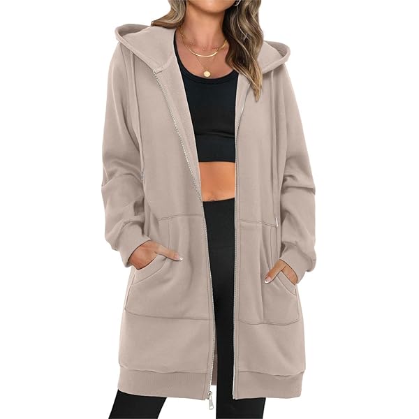 Générique Sweat à Capuche Femme Long Zippé Hoodies Sweatshirt