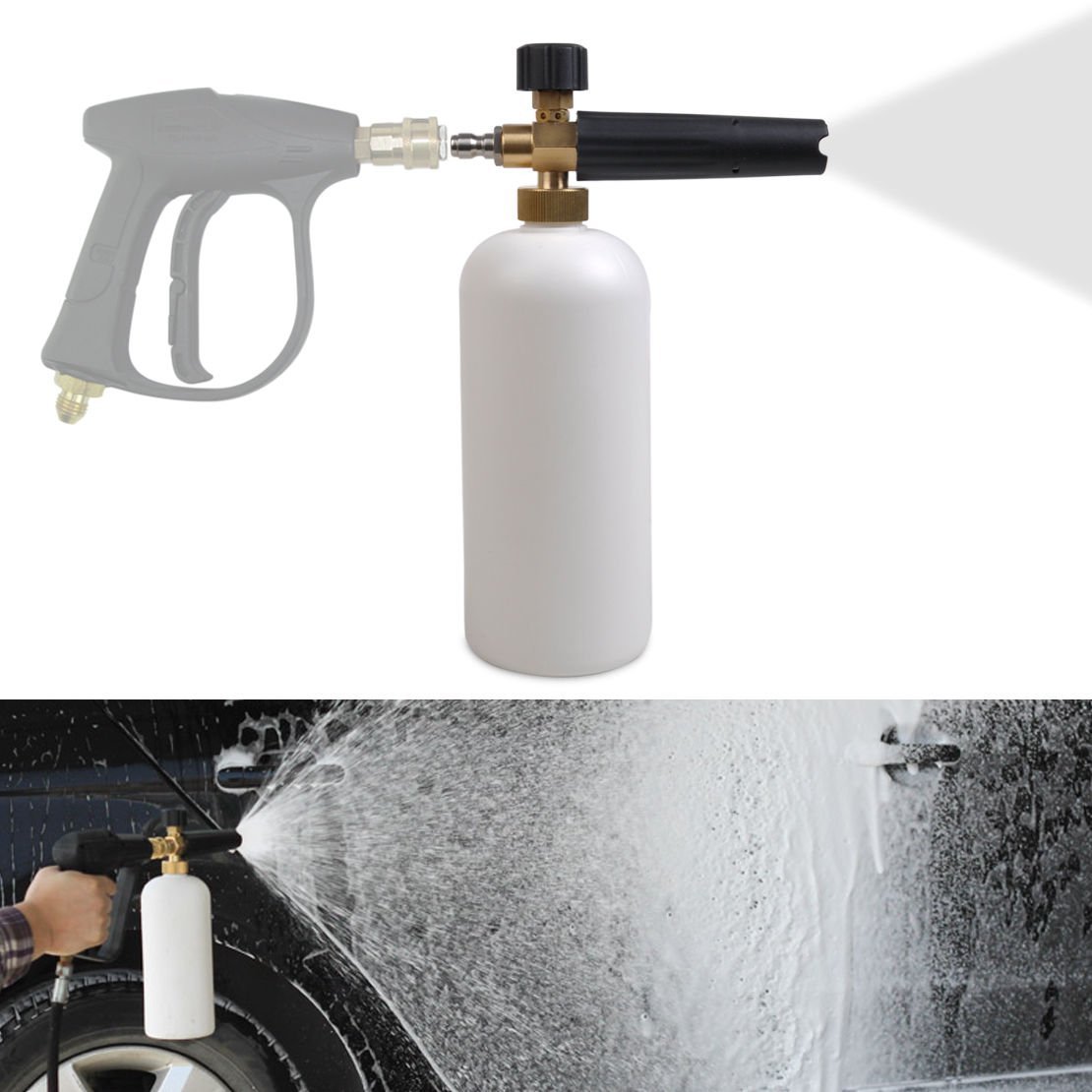 Jscarlife Adjustable Foam Wash Gun 1L Bottle Car Wash Gun Snow Foam Lance With 1/4" Quick Connector Washing Tools