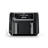 Ninja DZ550 Foodi 10 Quart 6-in-1 DualZone Smart XL Air Fryer with 2 Independent Baskets, Smart Cook Thermometer for Perfect Doneness, Match Cook & Smart Finish to Roast, Dehydrate & More, BLACK