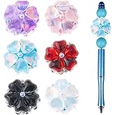 DICOSMETIC 7Pcs 7 Colors Rhinestone Focal Beads for Pens Large Flower Pen Beads Glass Spacer Bead Large Rhinestone Bead for Jewelry Keychain Making, Hole: 2mm