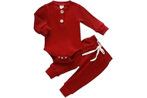 MA&BABY Newborn Baby Boy Girl Clothes Ribbed Knitted Cotton Long Sleeve Romper Long Pants Solid Color Fall Winter Outfits