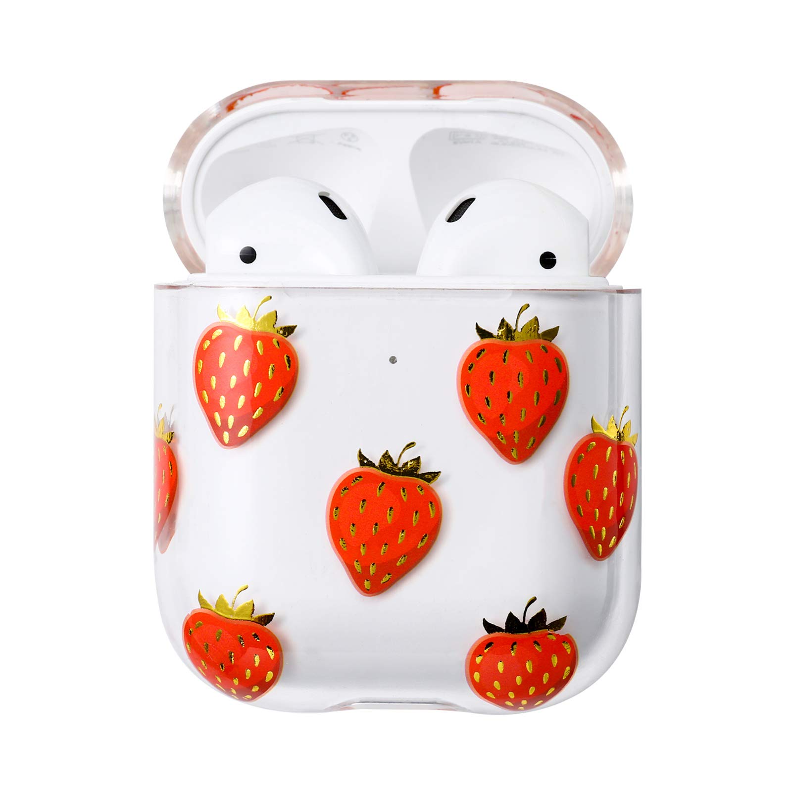 AKABEILA Airpods Case, Compatible with Airpods 1 & 2, Clear Hard PC, Shockproof, LED Visible, Anti-Slip Protective